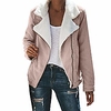 womens faux suede warm jacket zipper up front coat outwear with pockets jacket beige miniinthebox