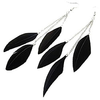 womens girls feather tassel hook ear stud earrings fashion jewelry black