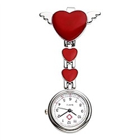 womens girls heart angle wing nurse fob clip on brooch hanging pocket watch litbwat