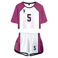 womens haikyuu tendo satori cosplay crop tops shorts set outfits shiratorizawa school summer tracksuit