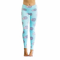 womens hedgehog print sports sweatpants gym yoga pants running fitness leggings pants (l) blue