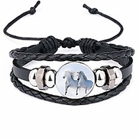 womens horses photo handmade glass cabochon braided leather charm bracelets bead weave punk rock male bangle gift 12011613