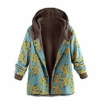 womens jacket coats flowers floral print boho hooded vintage warm padded loose fleece lined parka plus size 3xl (xl =us:6-10, green-floral) miniinthebox
