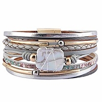 womens leather wrap bracelet baroque pearl cuff bracelets multi strand gold tube bangle wristbands bohemian bracelet gift for women teen girls wife