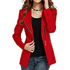 womens long sleeve slim zipper pocket blazer suit jacket coat outwear (10,  red) miniinthebox