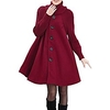 womens mid-length single breasted cowl high neck loose button down woolen cloak coat jacket red miniinthebox