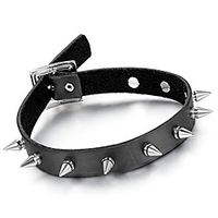 womens punk spiked leather choker collar necklace with adjustable size buckle halloween decorations