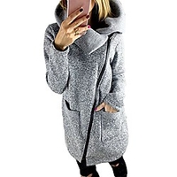 womens warm hooded coat solid high collar jacket oblique side zipper sweatshirt outwear miniinthebox