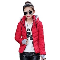 womens winter jacket parkas thicken plus size outerwear solid hooded coats short slim cotton padded basic tops, medium, red miniinthebox