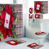 Wood Rose Printed Bathtub Curtain Liner Covered With Waterproof Fabric Shower Curtain For Bathroom Home Decoration With Hook Floor Mat And Four-piece Toilet Mat