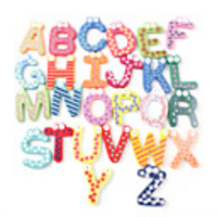 Wooden Alphabet Fridge Magnets Sticker Educational Toy,  26PCS