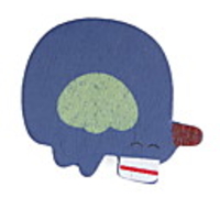 Wooden Cartoon Fridge Magnet,  Deep Blue Rhinoceros