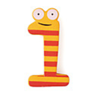 Wooden Cartoon Number Educational Fridge Magnet Sticker, 1 Shaped