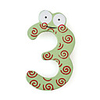 Wooden Cartoon Number Educational Fridge Magnet Sticker, 3 Shaped