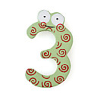 Wooden Cartoon Number Educational Fridge Magnet Sticker, 3 Shaped