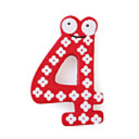 Wooden Cartoon Number Educational Fridge Magnet Sticker, 4 Shaped
