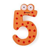 Wooden Cartoon Number Educational Fridge Magnet Sticker, 5 Shaped