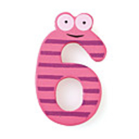 Wooden Cartoon Number Educational Fridge Magnet Sticker, 6 Shaped