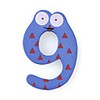 Wooden Cartoon Number Educational Fridge Magnet Sticker, 9 Shaped