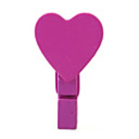 Wooden Cartoon Small Heart clip/Paper Clip, Deep Pink