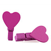 Wooden Cartoon Small Heart clip/Paper Clip, Deep Pink, Pair