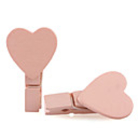 Wooden Cartoon Small Heart clip/Paper Clip, Nude, Pair