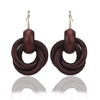 wooden earrings for women big statement circle beautiful hoop earrings (brown tone)