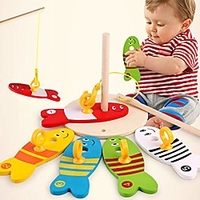 wooden montessori colorful fishing digital column game early educational toys bath time for kids toddler baby boys girls,  bath tub spoon - 1