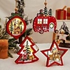 Wooden Pendants Ornaments Christmas Tree Star Car Gift Decoration 4pcs 1pc LED Light Hanging Christmas Wood Crafts Kids Gift for New Year Home Party Décor