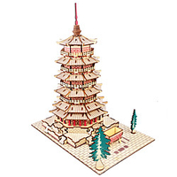 Wooden Puzzle Tower Famous buildings Chinese Architecture House Professional Level Wooden 1pcs Kid