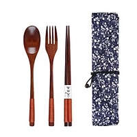 Wooden Spoon Fork Chopsticks Set Dinnerware Set Portable Outdoor Cutlery Set miniinthebox