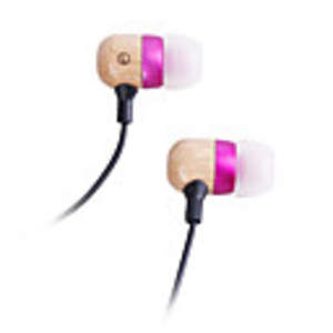 Wooden Style Stereo Earphones (Pink)