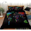 World Map Print 3-Piece Duvet Cover Set Hotel Bedding Sets Comforter Cover with Soft Lightweight Microfiber,  Include 1 Duvet Cover,  2 Pillowcases for Double/Queen/King(1 Pillowcase for Twin/Single)