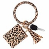wristlet keychain wallet bracelet bangle circle tassel leather keyring purse card key holder for women