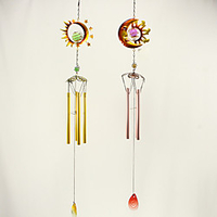 Wrought Iron Wind Chime Pendant Glass Piece Pendant Home Decoration Gift miniinthebox