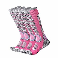 xikun ski socks men women warm skiing socks high performance outdoor winter sport socks (pink x 2 pairs)