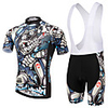 XINTOWN Short Sleeve Cycling Jersey with Bib Shorts - Blue Bike Bib Shorts / Jersey / Clothing Suit,  Breathable,  3D Pad,  Quick Dry,  Ultraviolet Resistant,  Sweat-wicking,  Winter Painting / Stretchy