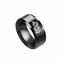 xusamss punk rock plated black stainless steel animal dragon totem smooth ring(black(10)) miniinthebox