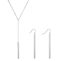 y necklace bar earring set lariat necklace for women gold jewelry set drop necklace (silver)