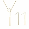 y necklace dainty disc pendant necklace cz long lariat chain jewelry for women (gold set)