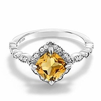yellow citrine 925 sterling silver women