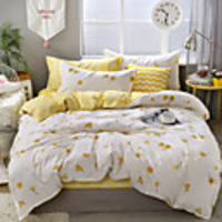 Yellow Floral Print 3-Piece Duvet Cover Set Hotel Bedding Sets Comforter Cover with Soft Lightweight Microfiber(Include 1 Duvet Cover and 1or 2 Pillowcases)