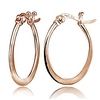 yellow gold flash sterling silver flat oval hoop earrings