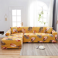 Yellow Leaves Print Dustproof All-powerful Slipcovers Stretch L Shape Sofa Cover Super Soft Fabric Couch Cover Sofa Furniture Protector with One Free Boster Case miniinthebox