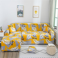 Yellow Leaves Print Dustproof All-powerful Slipcovers Stretch L Shape Sofa Cover Super Soft Fabric Couch Cover Sofa Furniture Protector with One Free Boster Case miniinthebox