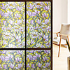 Yellow Magnolia Effect Frosted Window Film Stained Glass Decorative Privacy Film Static Cling Vinyl Window Sticker for Home 45x100cm