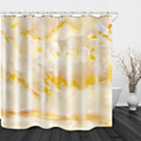 Yellow Marbling Digital Printing Shower Curtains Hooks Modern Polyester New Design