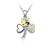 Yellow Shining Crystal And Platinum Plated Alloy Clover Shaped Pendant Necklace