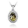 Yellow Shining Crystal And Platinum Plated Alloy Oval Pendant Necklace