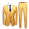 Yellow Solid Colored Tailored Fit Polyester Suit - Notch Single Breasted One-button / Suits